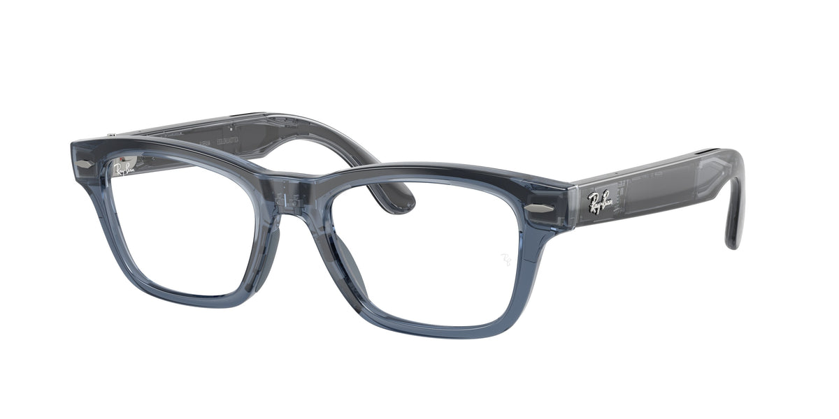 Ray-Ban Meta Audio Burbank — Blau transparent · Transitions® Klar zu Saphir