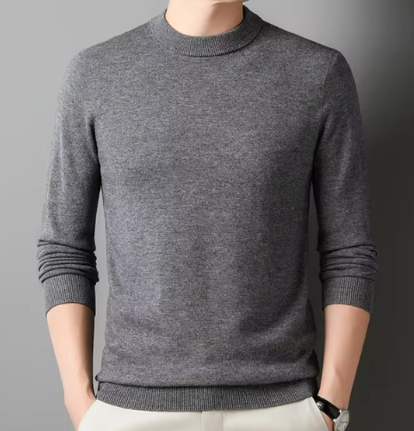 Men's Round-neck Long-sleeved Knitted Sweater
