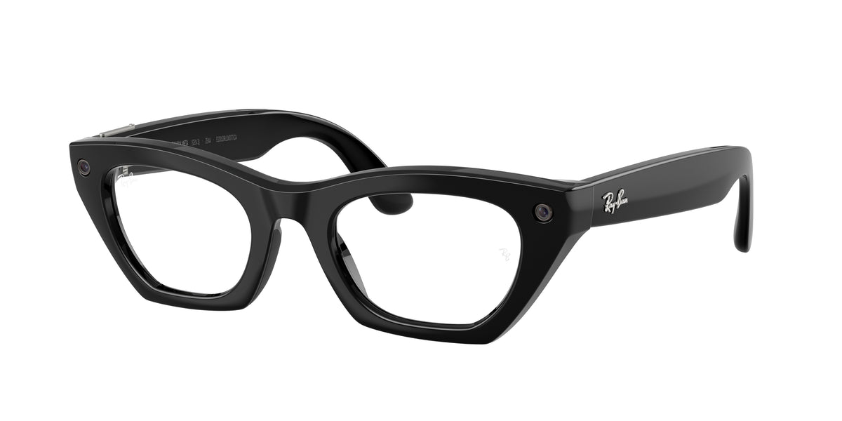 Ray-Ban Meta Zena (Gen 3) — Schwarz glänzend · Hellblau-Violett-Lichtfilter