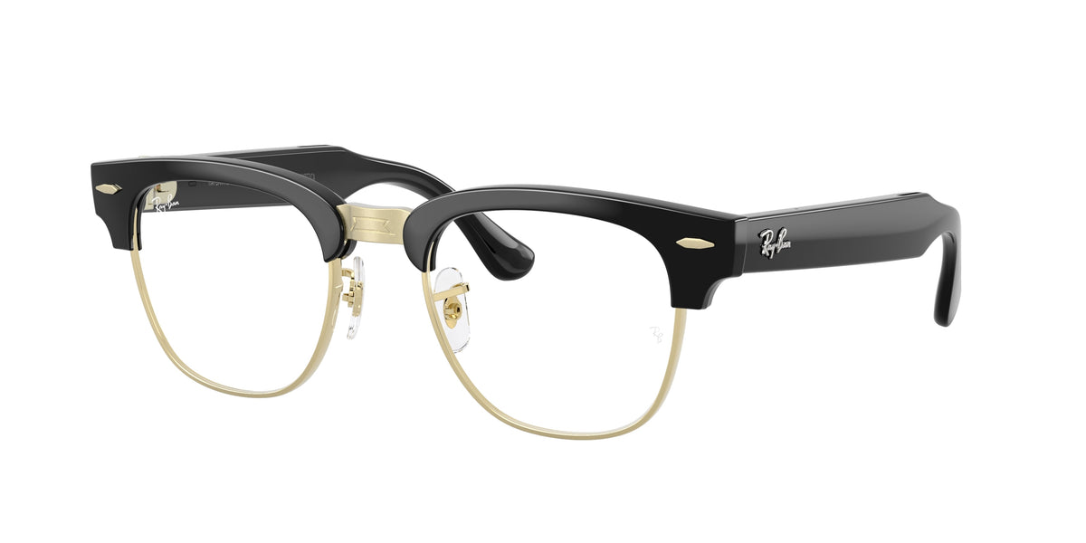 Ray-Ban Meta Audio Clubmaster — Schwarz glänzend · Transitions® Klar zu Grün Graphit