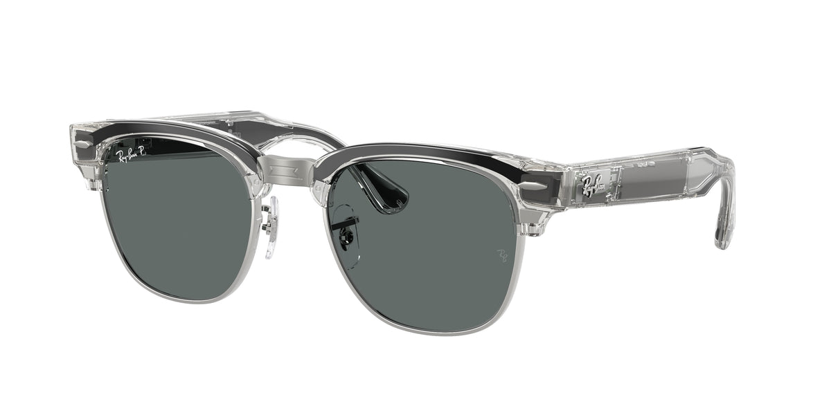 Ray-Ban Meta Audio Clubmaster — Eisengrau transparent · Dunkelgrau polarisiert