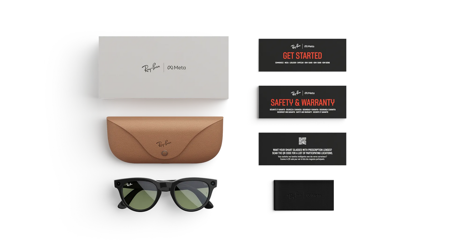Ray-Ban | META (Gen 2) AI Glasses | HEADLINDER RW4013 601/7150 Shiny Black G15 Green